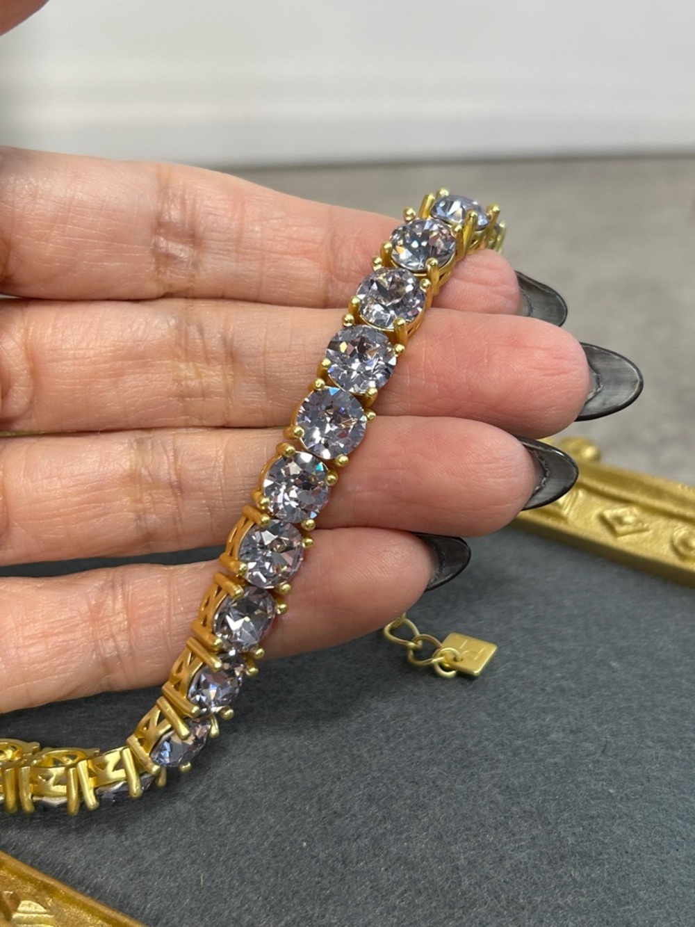 Park Lane Smokey Lilac Matte Gold-Tone Purple Cubic Zirconia Tennis Bracelet